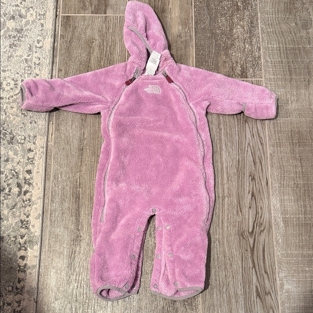 Hooded purple Baby fleece snow suit by Northface